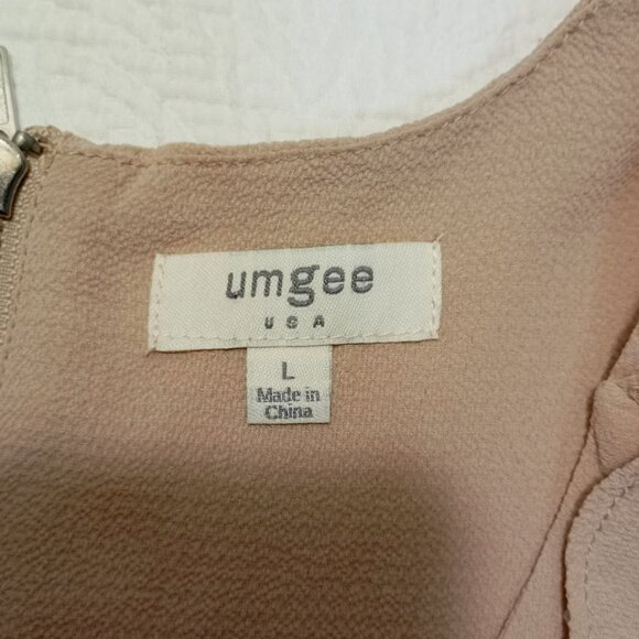 Umgee USA Cold Shoulder Ruffle Sleeve Beige Tunic Dress Size L Womens. - Picture 2 of 10